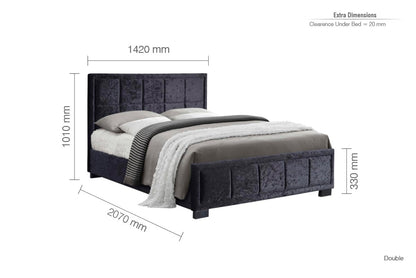 Birlea Hannover 4ft6 Double Black Crushed Velvet Fabric Bed Frame