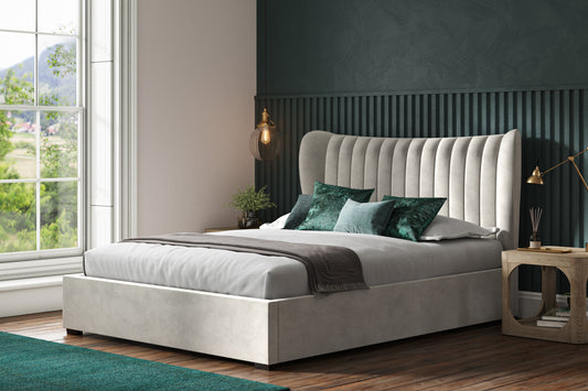Emporia Harcourt 4ft6 Double Light Grey Velvet Ottoman Bed Frame