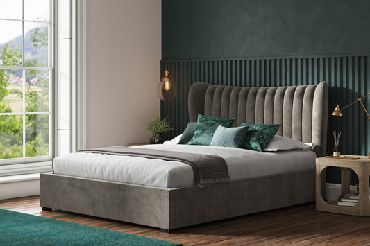 Emporia Harcourt 4ft6 Double Mid Grey Velvet Ottoman Bed Frame