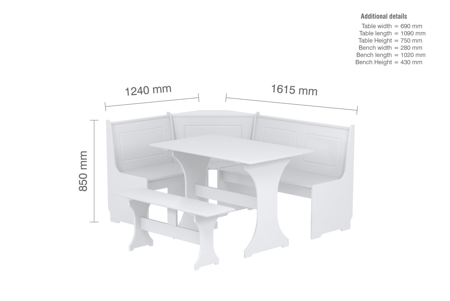 Birlea Hemington White Corner Dining Set