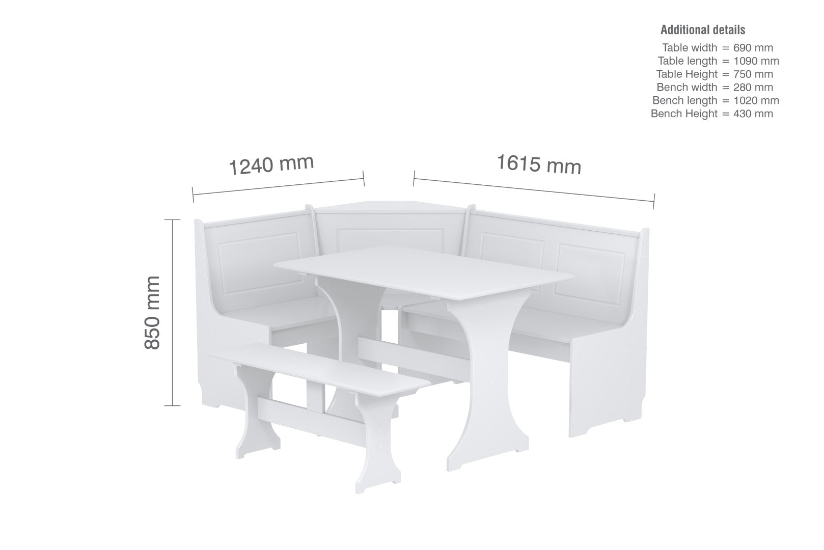 Birlea Hemington White Corner Dining Set