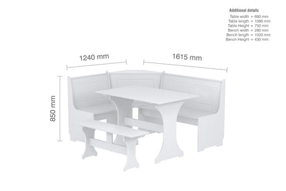 Birlea Hemington White Corner Dining Set