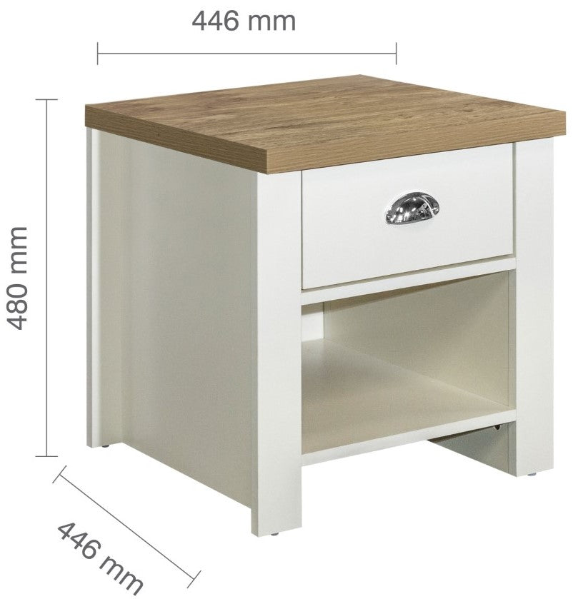 Birlea Highgate Cream And Oak 1 Drawer Lamp Table