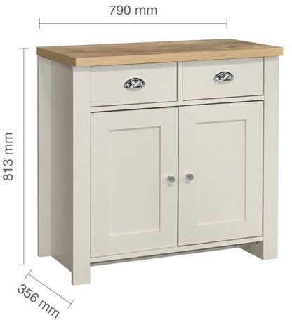 Birlea Highgate Cream And Oak 2 Door 2 Drawer Sideboard