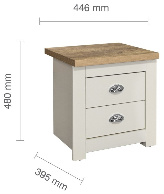 Birlea Highgate Cream And Oak 2 Drawer Bedside