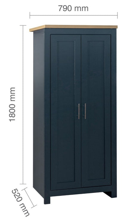 Birlea Highgate Blue And Oak 2 Door Wardrobe