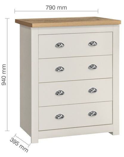 Birlea Highgate Cream And Oak 4 Drawer Chest