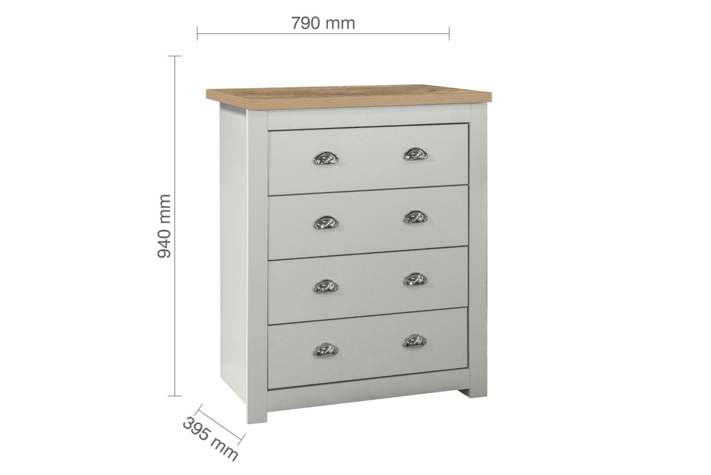 Birlea Highgate Grey And Oak 4 Drawer Chest