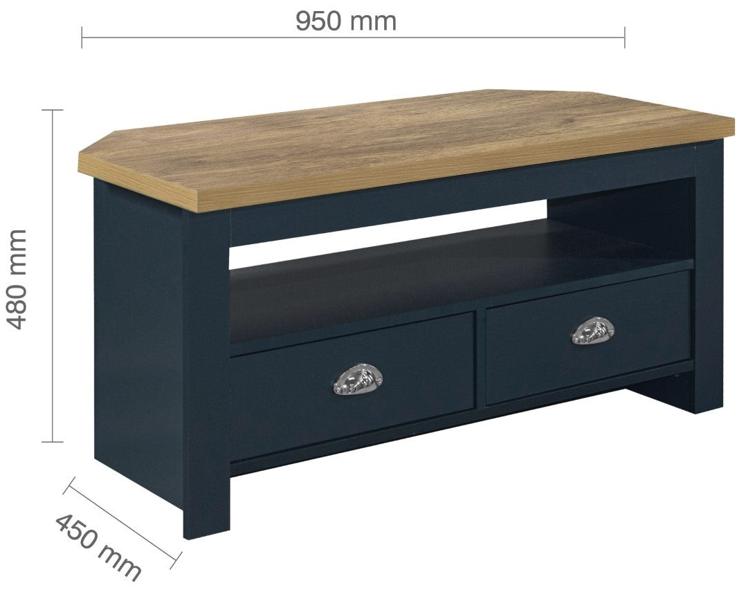 Birlea Highgate Blue And Oak Corner Tv Unit