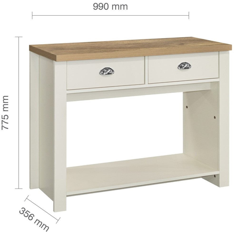 Birlea Highgate Cream And Oak 2 Drawer Console Table