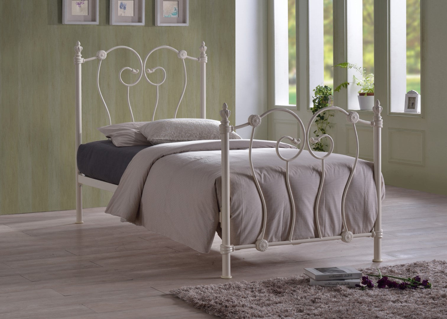 Time Living Inova 3ft Single Ivory Metal Bed Frame