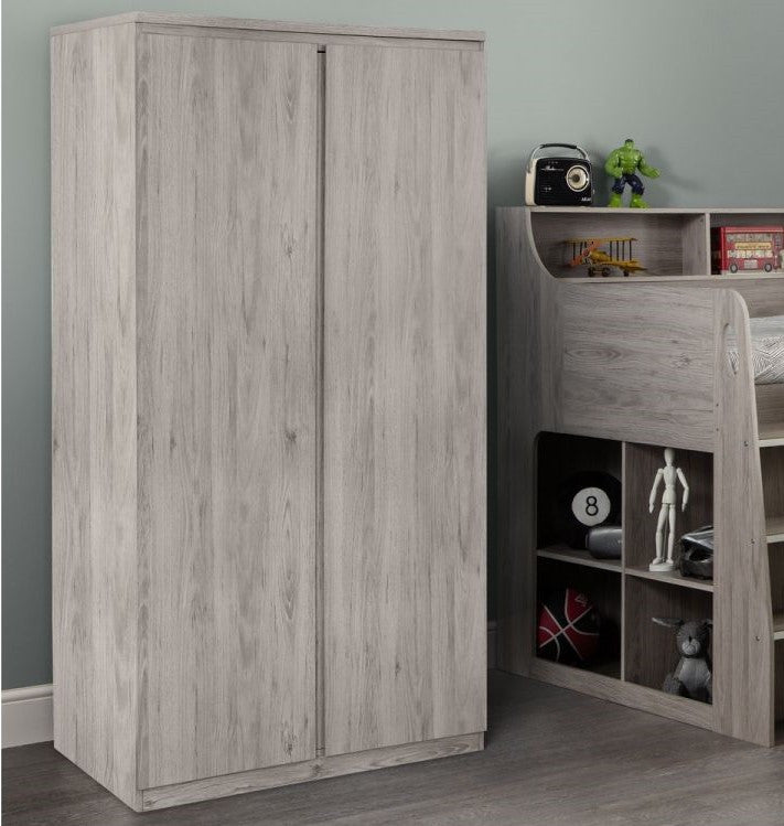 Julian Bowen Jupiter Grey Oak 2 Door Wardrobe