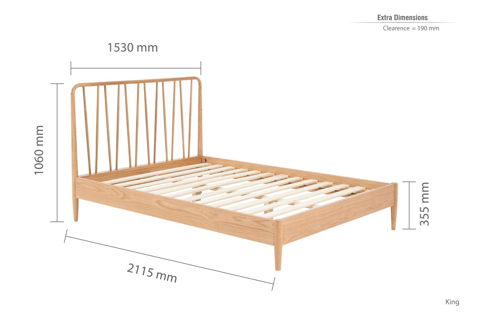 Birlea Jesper 6ft Super Double Oak Bed Frame