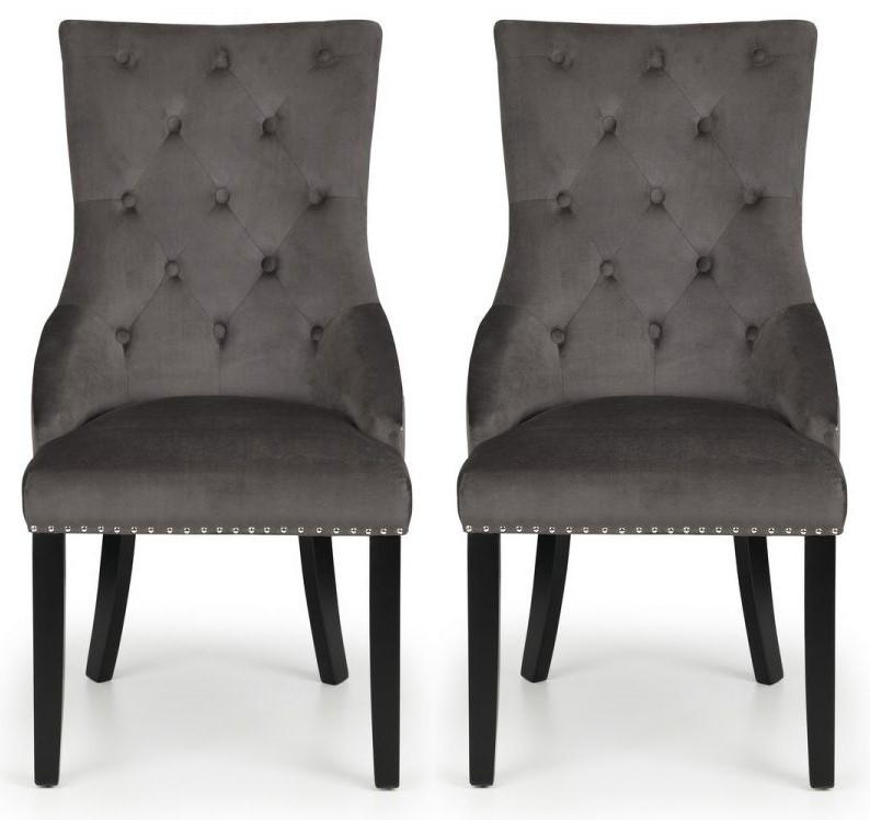 Julian Bowen Veneto Grey Velvet knocker back dining chair