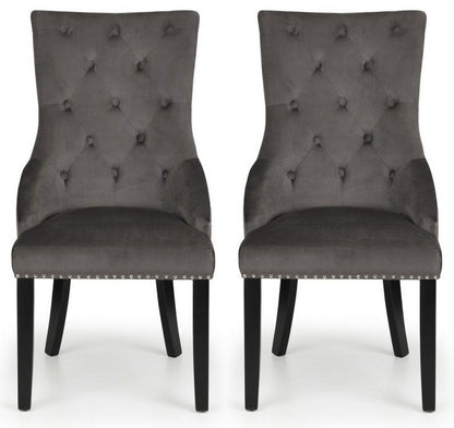 Julian Bowen Veneto Grey Velvet knocker back dining chair