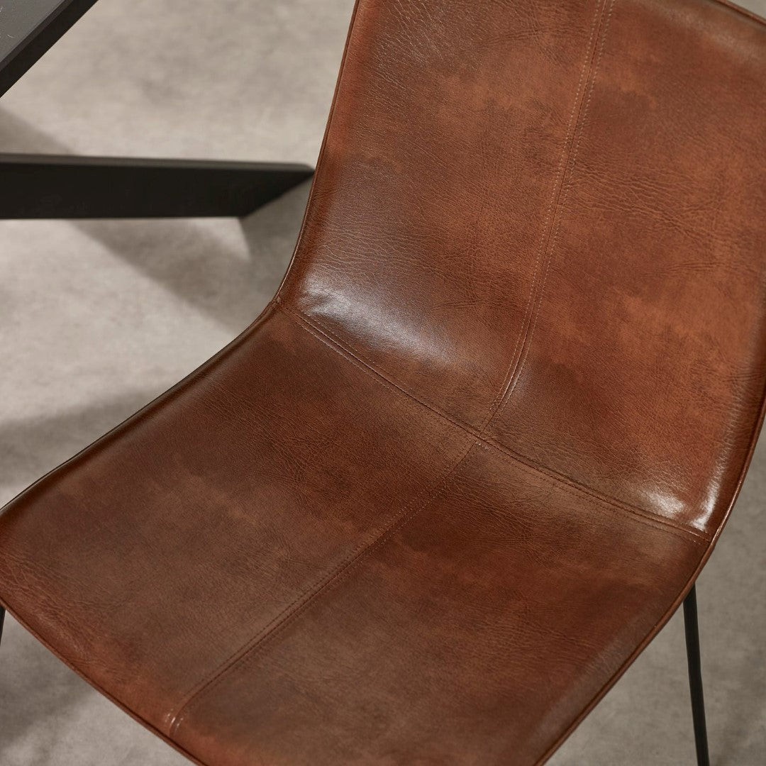 Joren Set of 2 Tan Brown PU Leather Dining Chairs