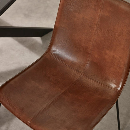 Joren Set of 2 Tan Brown PU Leather Dining Chairs