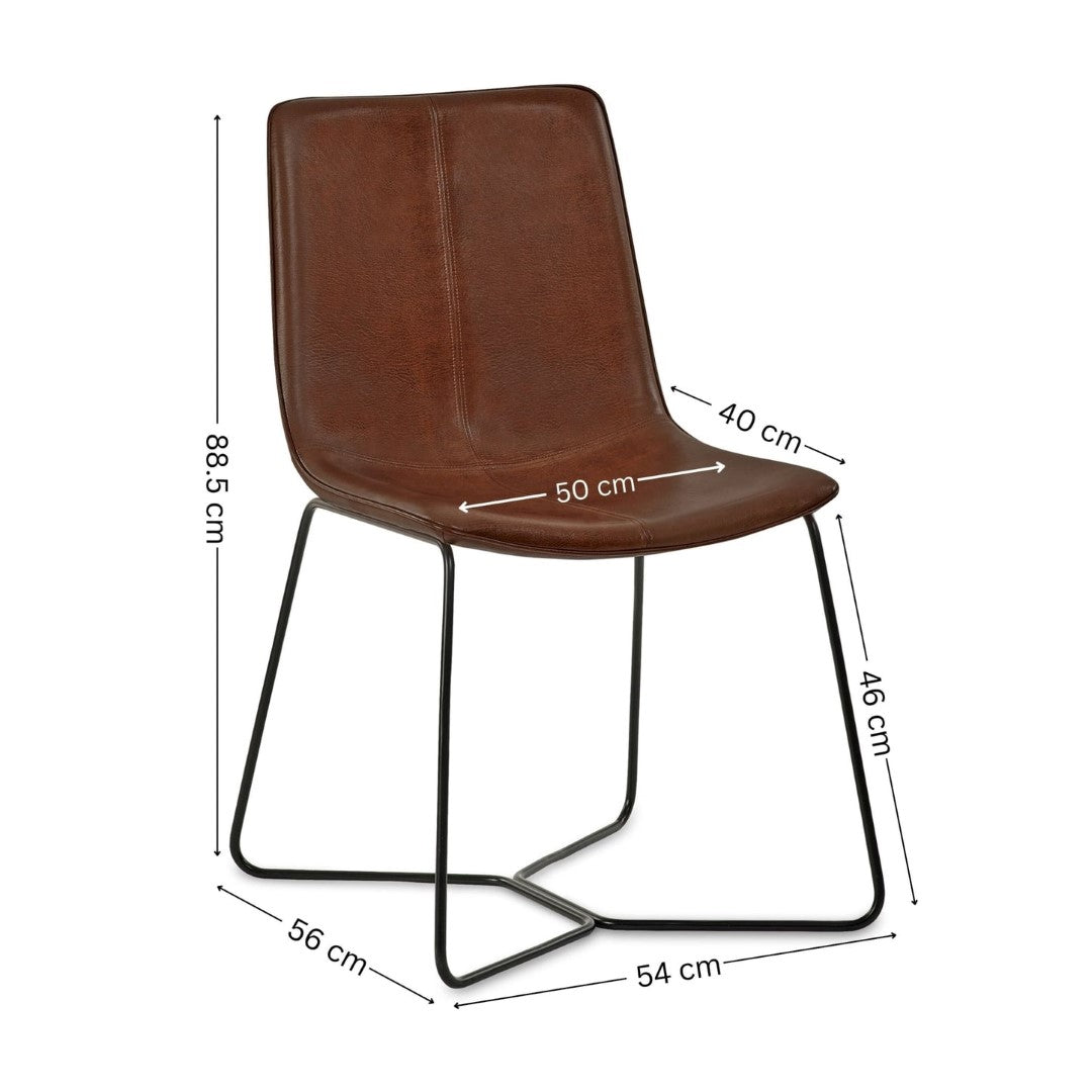 Joren Set of 2 Tan Brown PU Leather Dining Chairs