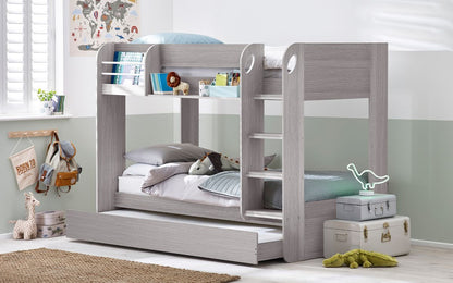 Julian Bowen Mars Grey Oak Bunk Bed with Pull out Trundle