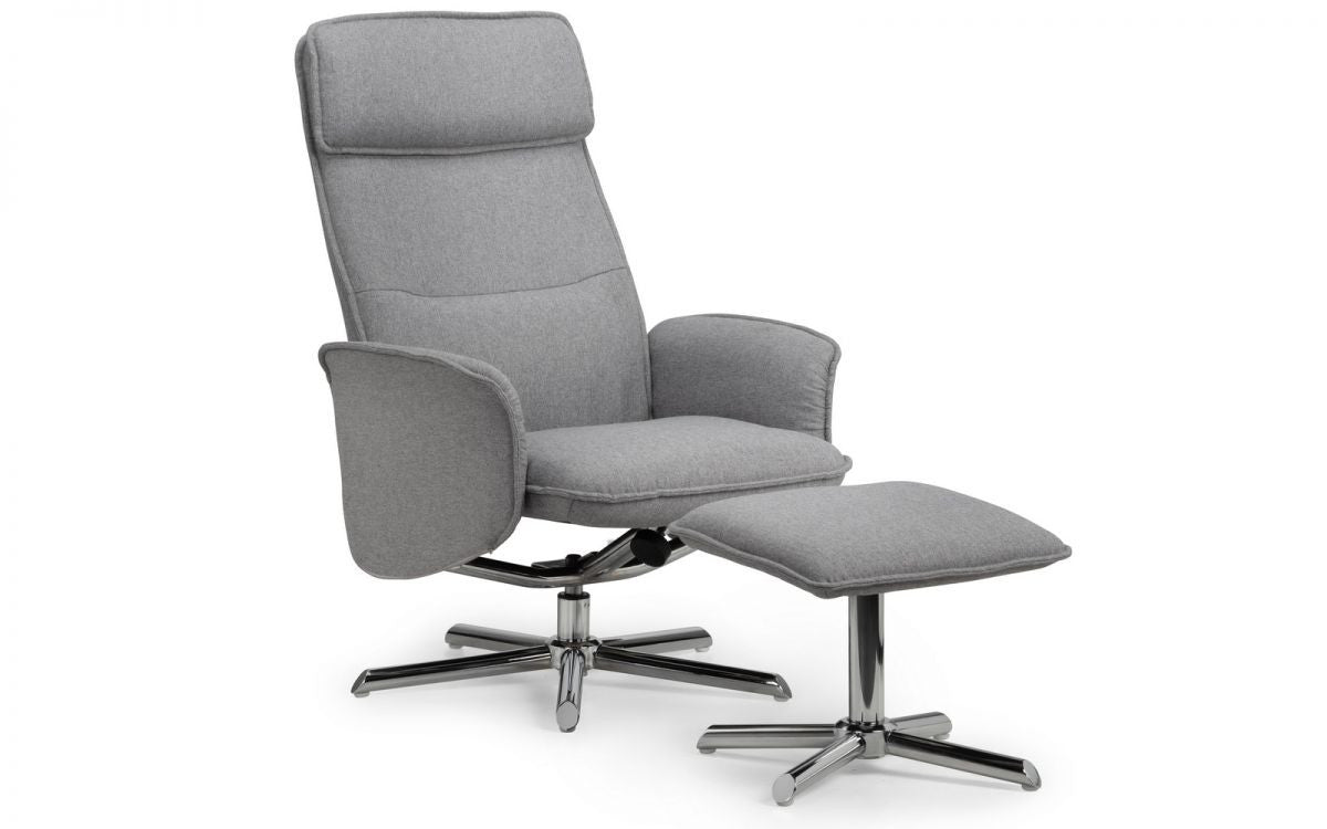 Julian Bowen Aria Light Grey Contemporary Swivel And Recliner Chair