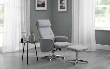 Julian Bowen Aria Light Grey Contemporary Swivel And Recliner Chair