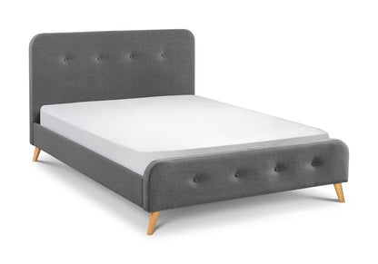 Julian Bowen Astrid Mid Grey Linen 4ft6 Double Curved Retro Bed