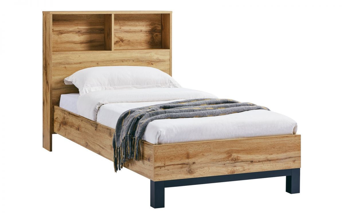 Julian Bowen Bali Oak 3ft Single Bookcase Headboard Bed