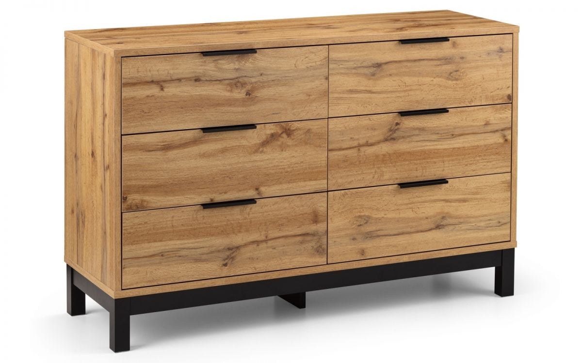 Julian Bowen Bali Oak 6 Drawer Wide Chest