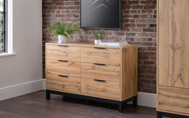 Julian Bowen Bali Oak 6 Drawer Wide Chest