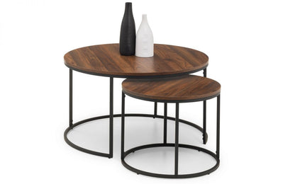 Julian Bowen Bellini Walnut Round Nesting Coffee Tables