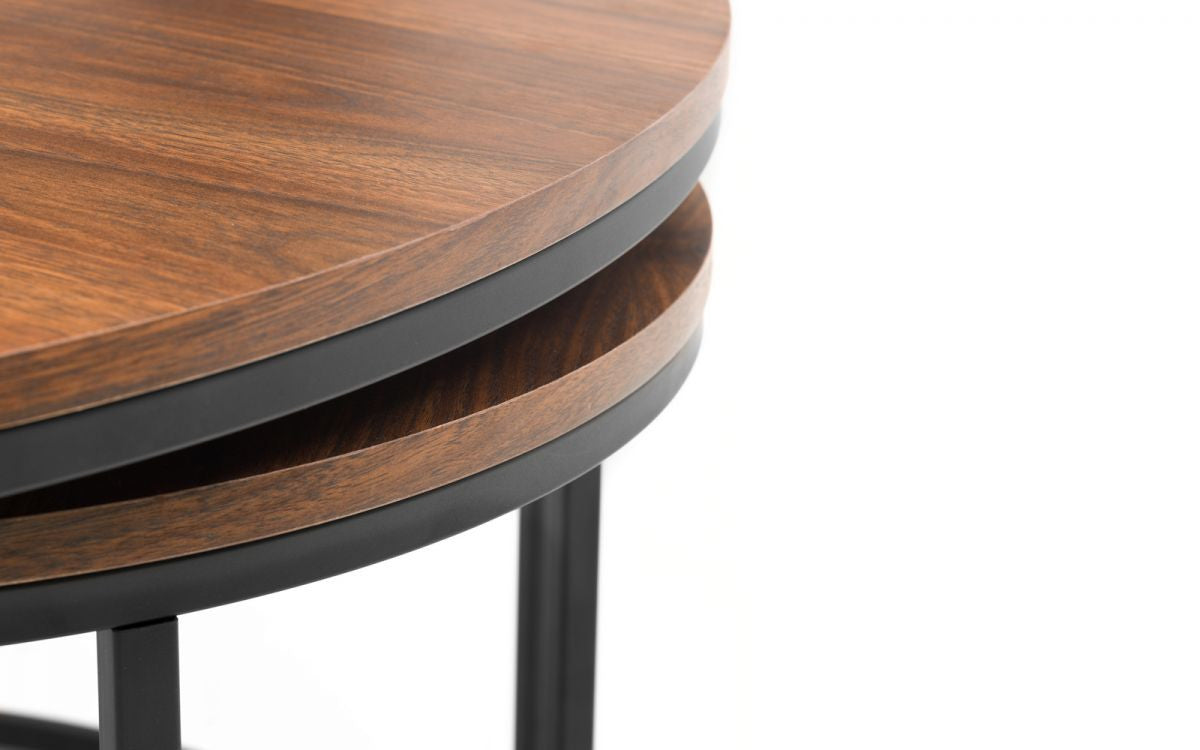 Julian Bowen Bellini Walnut Round Nesting Coffee Tables