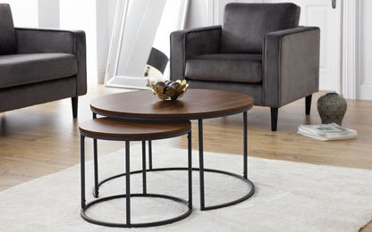 Julian Bowen Bellini Walnut Round Nesting Coffee Tables