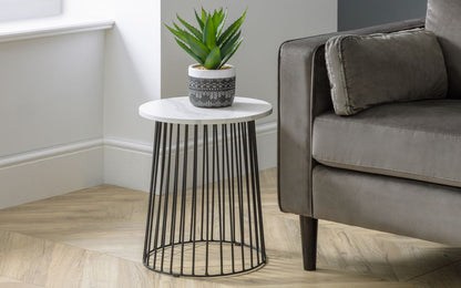 Julian Bowen Broadway White Marble Round Lamp Table