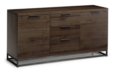 Julian Bowen Brooklyn 2 Door 3 Drawer Dark Oak Sideboard with metal base