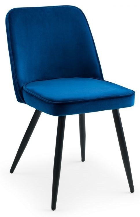 2 x Julian Bowen Burgess Blue Velvet Dining Chairs