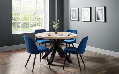Julian Bowen Burgess Blue Velvet Dining Chair