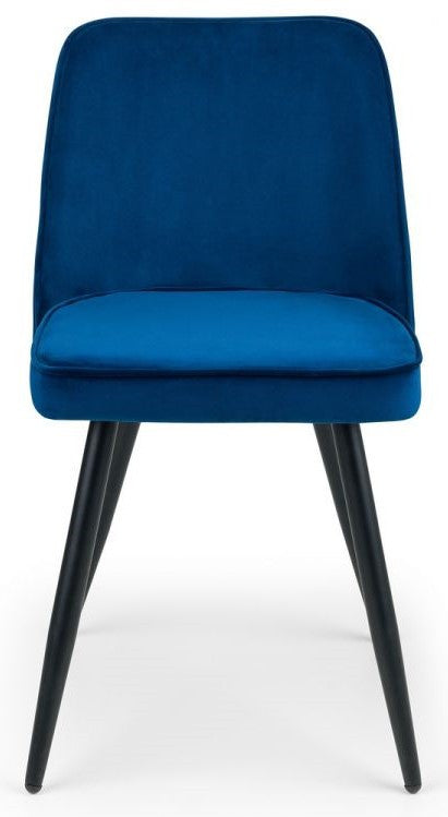 2 x Julian Bowen Burgess Blue Velvet Dining Chairs