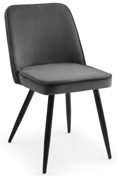 2 x Julian Bowen Burgess Grey Velvet Dining Chairs