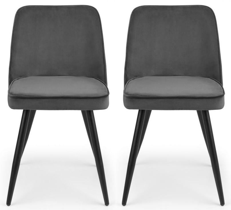 Julian Bowen Burgess Grey Velvet Dining Chair. Free UK Delivery