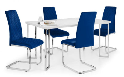 Julian Bowen Calabria Blue Velvet Cantilever Dining Chair