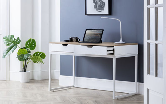 desk with oak effect on top