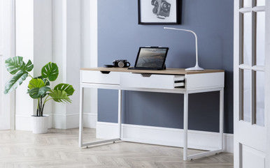 Julian Bowen Julian Bowen 120Cm Wide Oak And White Effect Home Office Desk With 2 Drawers