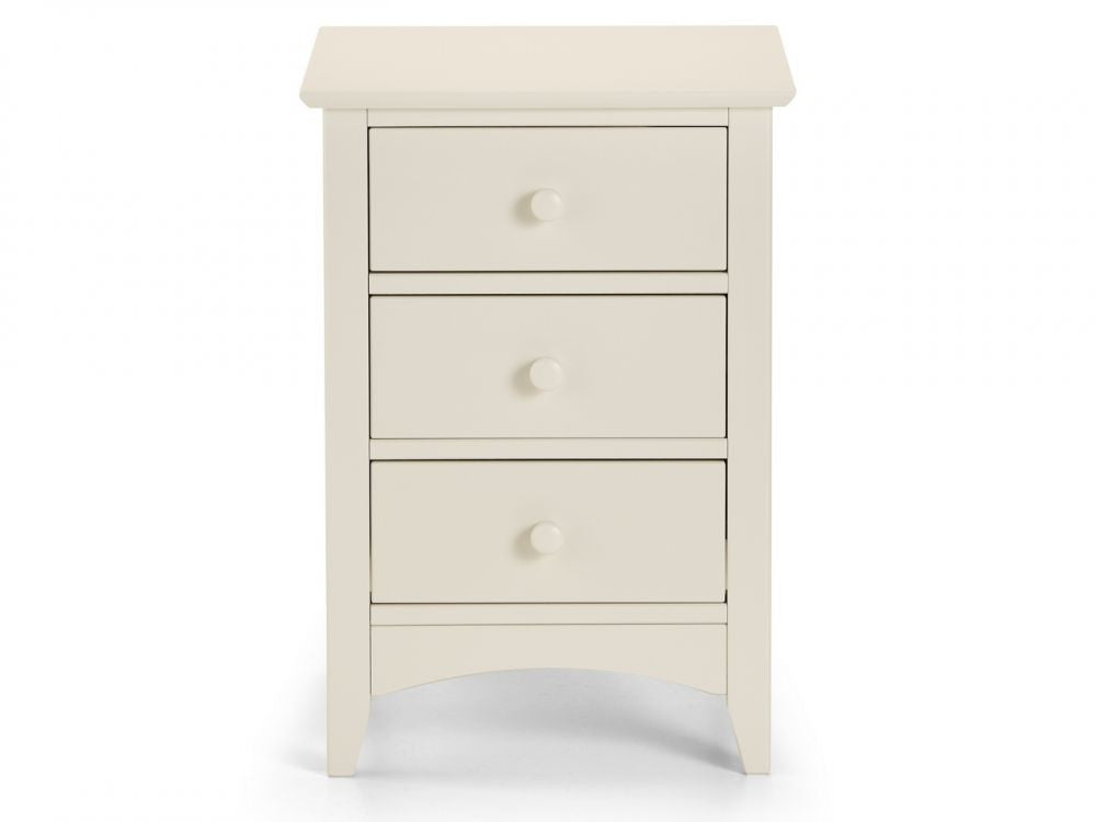 Julian Bowen Cameo 3 Drawer White Bedside Cabinet