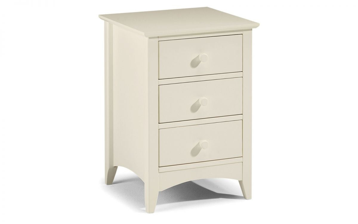 Julian Bowen Cameo 3 Drawer White Bedside Cabinet
