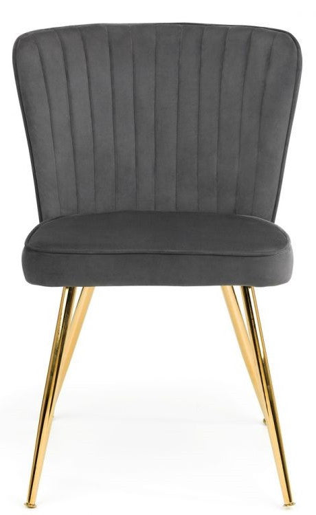 2 x Julian Bowen Cannes Grey Velvet Dining Chairs