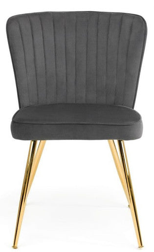 2 x Julian Bowen Cannes Grey Velvet Dining Chairs