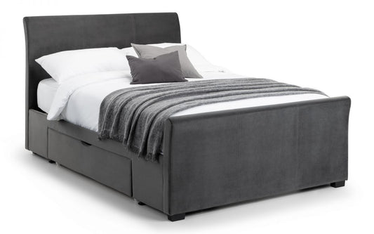 Julian Bowen Capri Dark Grey Velvet 6ft Super Kingsize Bed With Drawers