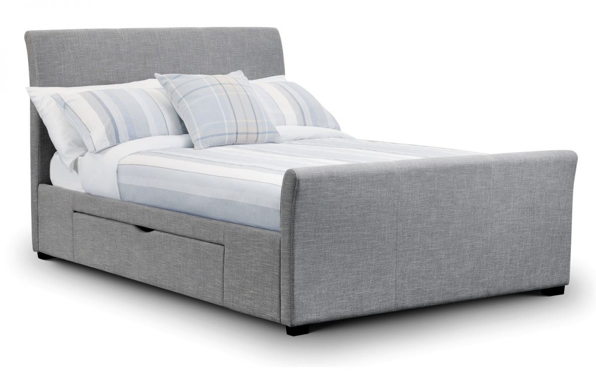 Julian Bowen Capri Light Grey 6ft Super Kingsize Fabric Bed With Drawers