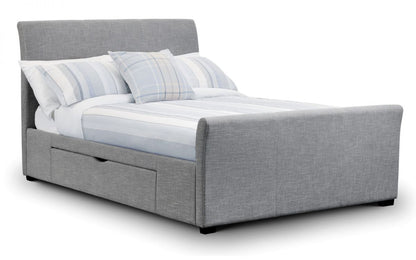Julian Bowen Capri Light Grey 6ft Super Kingsize Fabric Bed With Drawers