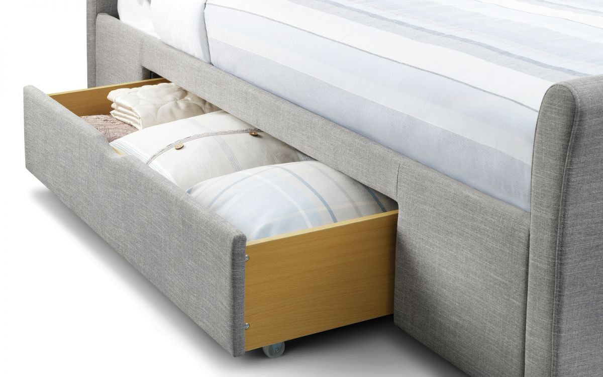 Julian Bowen Capri Light Grey 6ft Super Kingsize Fabric Bed With Drawers